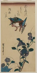Kingfisher og kinesiske klokkeblomster, tidlig eller midten av 1830-tallet.