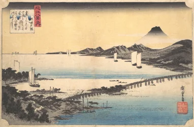 Sunset Glow at Seta Seta sekisho, fra serien Eight Views of Omi Province Omi ha..., 1834-35.