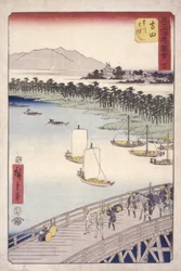 Station 35, Yoshida; Kyoka Tokaido Series (colour woodblock print)