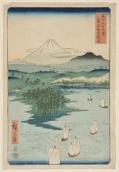 Yokohama ved Noge i Musashi-provinsen (Musashi Noge Yokohama) (treblokktrykk i farger)