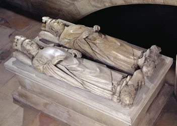 Skulpturer av Philippe VI (1293-1350) de Valois og Jean II (1319-64) Le Bon (marmor)