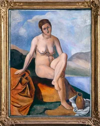 Kvinnelig nakenfigur med mugge, ca. 1925 (olje på lerret) (se også 287560)