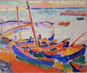 Fiskebåter i Collioure (Pyrénées Orientales, Frankrike) (Fiskebåt, Collioure)
