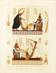 Malerier av to harpere i graven til farao Ramesses III i Kongenes dal. Fra D