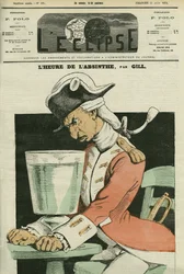 Absinthe hour, illustrasjon av et dikt av Gill. Omslag i "" L'Eclipse"" av Gill, 21. juni