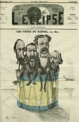 Auguste Vacquerie (1819-1895), Victor Hugo (1802-1885), Charles Hugo (1826-1871) og Paul Meurice (1818-1905), franskmenn med bokstaver. Omslag i "" L