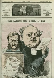 Tegneserie av Charles Lachaud (1817-1882), fransk advokat. Omslag i "" L