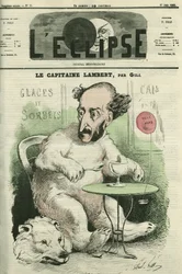 Gustave Lambert, fransk oppdagelsesreisende og vitenskapsmann. Omslag i "" L'Eclipse"" av Gill, 27. juni