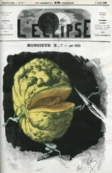 Mr. X... en illustrasjon av en melon av Gill som reaksjon på sensur. Omslag i "" L