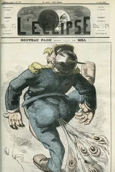 Ny påfugl, karikatur av Vilhelm I (1797-1888), seierherre i den fransk-prøyssiske krigen. Forside i “L