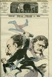 Portrett av Alexandre Dumas Jr. (1824-1895), fransk brevmann og Ernesto Rossi. Omslag i "" L'Eclipse"" av Gill, 24. oktober