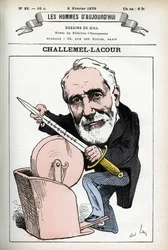 Portrett av Paul-Armand Challemel-Lacour (1827-1896), politiker, diplomat og historiker av fransk filosofi. Tegneserie av Gill, i «Les Homme d