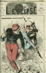Nasjonale sko, Otto von Bismarck (1815-1898) bytter støvlene sine mot treskoene fra Mosel. Forside i «L