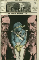 Borgeren Milliere med henvisning til Alexandre Dumas, Gill representerer ham med hendene. Omslag i "" L