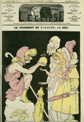 Dommen av Paris, som velger republikken til imperiet og monarkiet. Omslag i "" L'Eclipse"" av Gill, 16. mai
