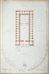 Plan over Salomos tempel i Jerusalem, midten av 1800-tallet (blekk og wc på papir)
