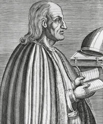 Portrett av Anselm av Canterbury, også kjent som Anselm av Aosta (1033-1109), helgen, teolog og kirkelærer, erkebiskop av Canterbury, gravering fra 1584 av André Thevet (1502-1590)