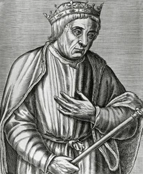 Portrett av Casimir III, konge av Polen, kjent som Great (1310-1370), gravering fra The Real Portraits and Lives of Illustrious Men