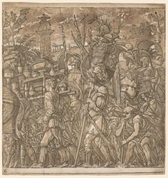 The Triumph of Julius Caesar: Soldiers Carrying Vases and Trophys of War, 1593-99.