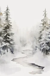 Snødekt skogsbekk