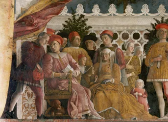 Lodovico Gonzaga og familie med hoffmenn (freske)