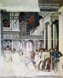 Transport av Saint Christopher halshugget kropp, detalj fra Martyrdom of Saint Christopher