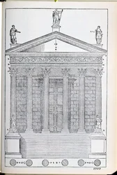 Forhøyning av Temple of Nimes, illustrasjon fra en faksimilekopi av 
