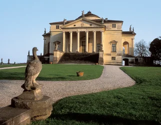 Renessansearkitektur: utsikt over Villa Capra, kalt La Rotonda, skapt av arkitekten Andrea di Pietro della Gondola, kalt Andrea Palladio (1508-1580), 1566, Vicenza, Italia