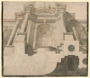Arkitektur sett nedenfra, design for plate 55 i Andrea Pozzos "Perspectives of Painters and Architects"