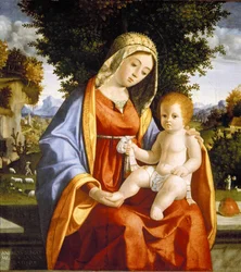 Madonna og barnet i landskap