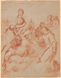 Jomfruen og barnet med den hellige Antonius av Padua som overlater en lilje til barnet