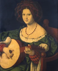 Dame med lut, ca. 1510 (olje på panel)