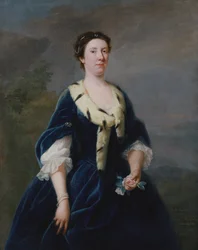 Portrett av Lady Oxenden (olje på lerret)