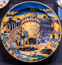 Fat: Sebas død, ca. 1560 (majolica)