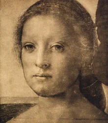 Hodet til en ung kvinne, tegning av Andrea del Sarto. Cabinet of Drawings and Prints, Uffizi Gallery, Firenze