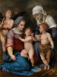 Den hellige familie (Maria med barnet, den unge Johannes, den hellige Elisabeth og to engler)