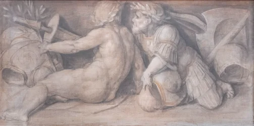 Scene med figurer i klassisk stil