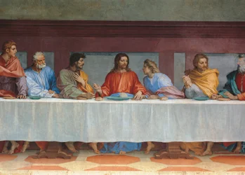 The Last Supper (L#39;ultima cena), av Andrea D#39;Agnolo kjent som Andrea del Sarto