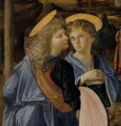 Verrocchio og Leonardo, engel fra Kristi dåp