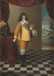 Kong Fredrik III av Danmark og Norge - Portrett av kong Fredrik III av Danmark og Norge (1609-1670), av Magerstadt (Magerstaedt, Magerstetten), Andreas (aktiv 1639-1651). Olje på lerret. Mål: 55x38 cm. Nasjonalmuseet Stockholm