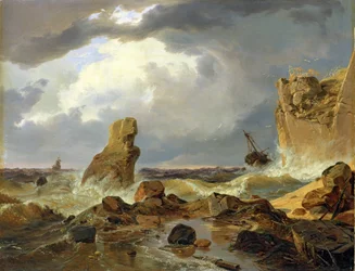 Surf på en steinete kyst