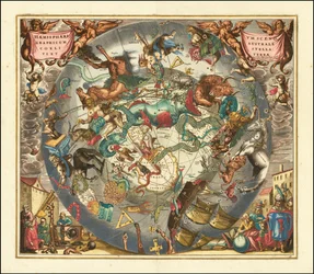 1660 himmelkart over den sørlige himmelen, som illustrerer stjernebildene på den sørlige halvkule