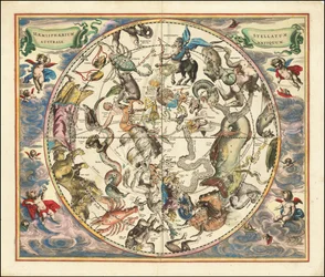 1660 himmelkart over stjernebildene på den sørlige halvkule