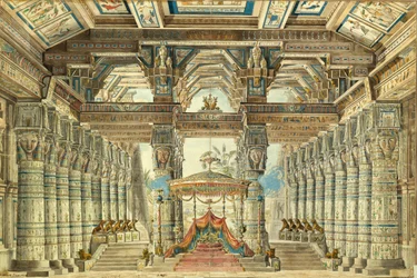 Scenedesign for balletten Caesar in Egypt av G. Haendel, 1834