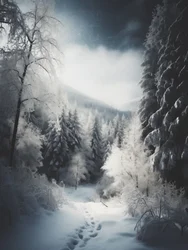 Snødekt skogssti