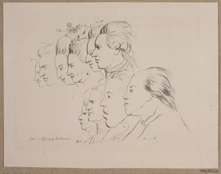 10 portretter: Enevold Brandt, Johann Friedrich Struensee, Caroline Mathilde, Julieane Marie, Arveprins Frederik, Christian VII, Marie Jeanne Clemens, J. F. Clemens, Jens Juel og Nicolai Abildgaard