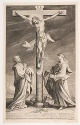 Kristus på korset mellom Maria og Johannes