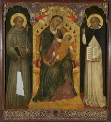 Amerikansk engelsk: Madonna og barn med helgener Madonna og barn med helgener