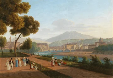 Firenze, utsikt over Ponte Vecchio, 1826.