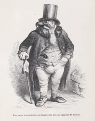 Å betale husverten, en meget barsk mann, som het M. Vautour fra Scenes fra t..., ca. 1837-47.